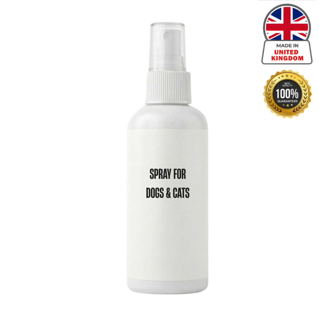 Spray for Dogs & Cats in a bottle, offering a fresh and clean grooming solution for pets.