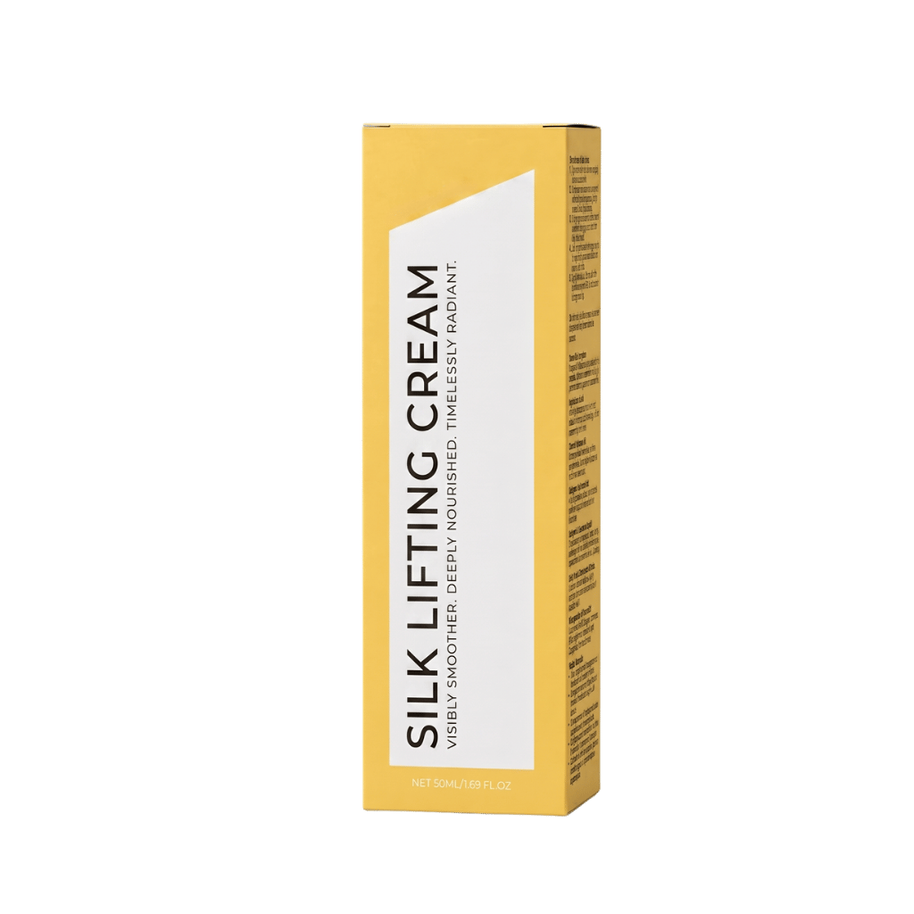 Silk Lifting Cream packaging showing visibly smoother and deeply nourished benefits for firmer skin.