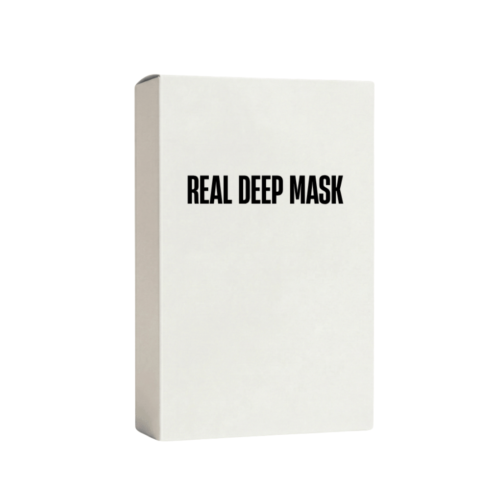 Packaging of Real Deep Mask, a facial mask for soft and revitalized skin.