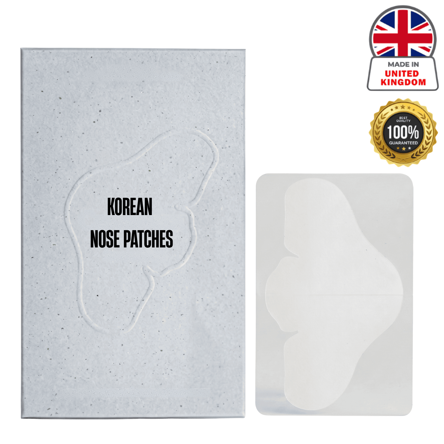 Korean Nose Patches packaging with a patch, designed for smoother skin and clear pores.