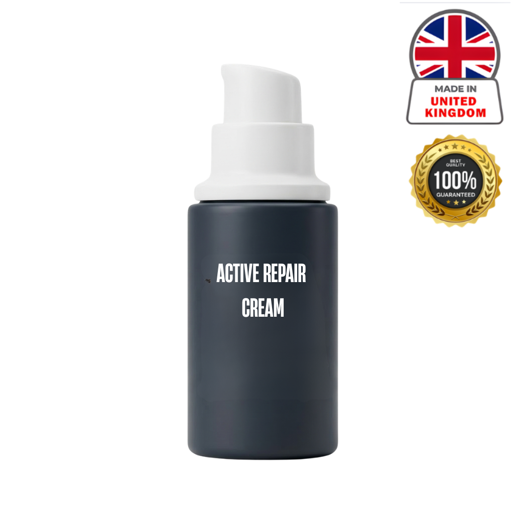 Active Repair Cream bottle showcasing lightweight formula for daily hair and skin care.
