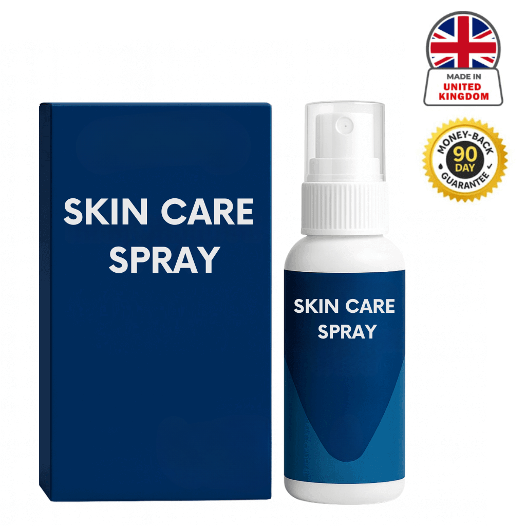 Skin Care Spray packaging and bottle showcasing simplicity and elegance for daily skincare routine.