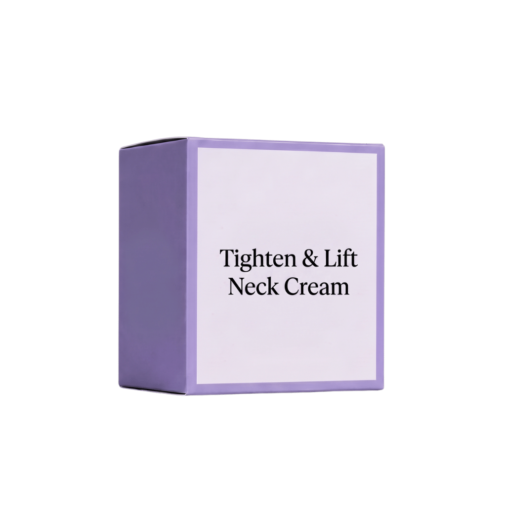 Premium Tighten & Lift Neck Cream packaging box for visible lift and smoother neck area.