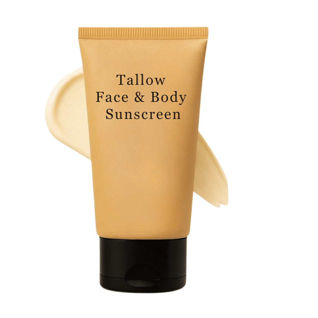 Tallow Face & Body Sunscreen tube with a smooth cream for daily skin protection.