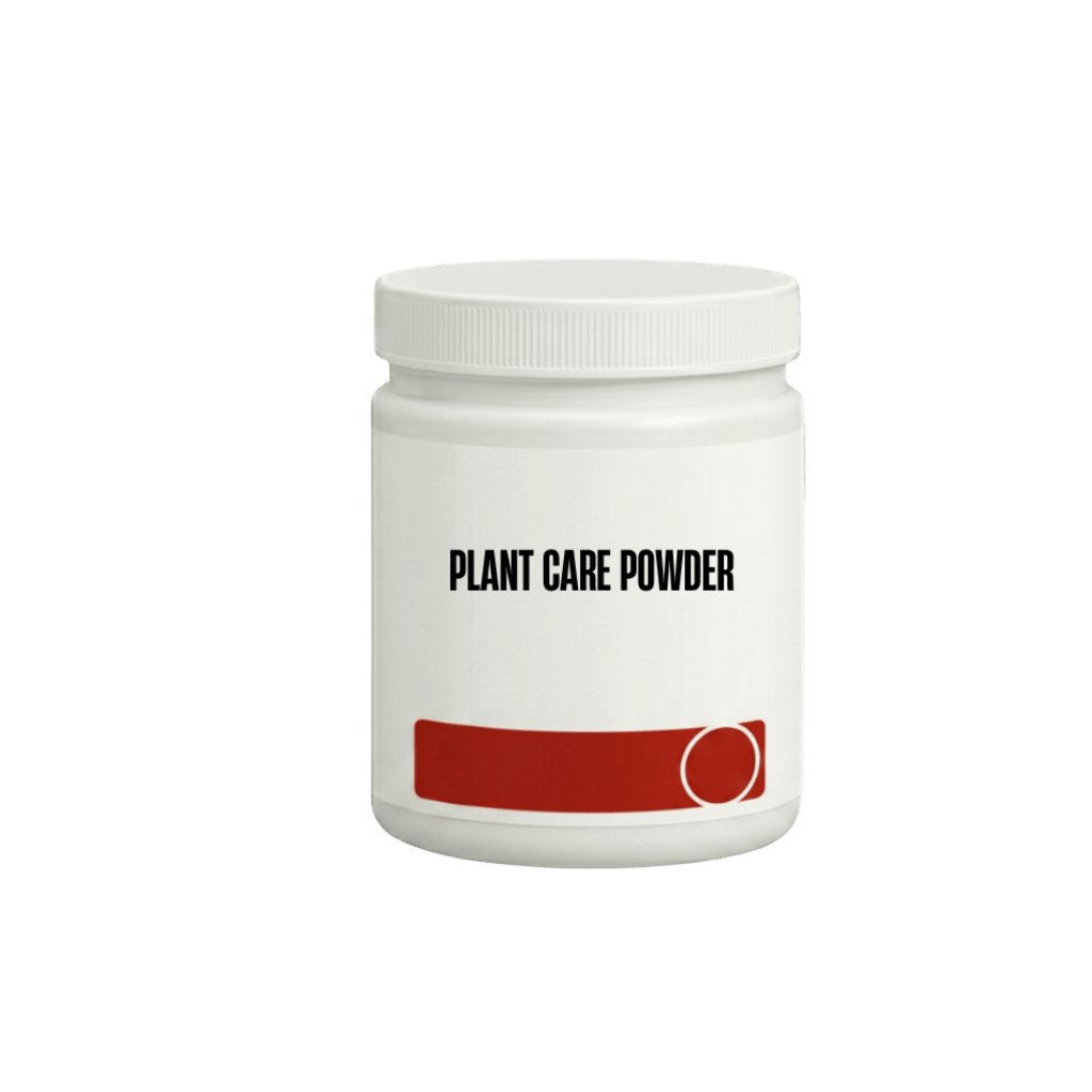 Container of Plant Care Powder for maintaining tidy outdoor spaces and gardens.