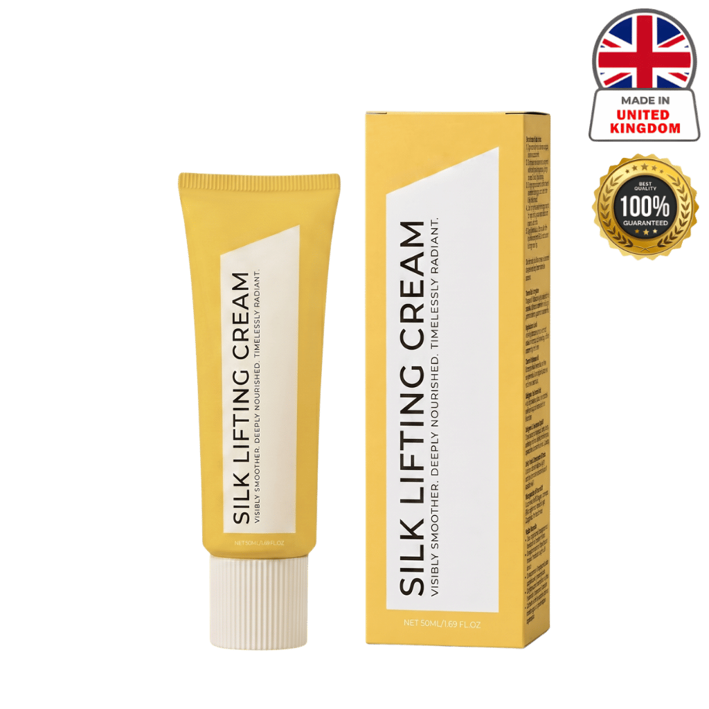 Silk Lifting Cream tube and box packaging, designed for firmer and smoother skin appearance.