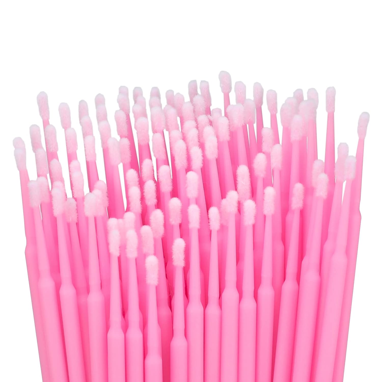 Disposable Micro Applicator Brushes in a bundle with slim pink handles and soft cotton tips for precise application.
