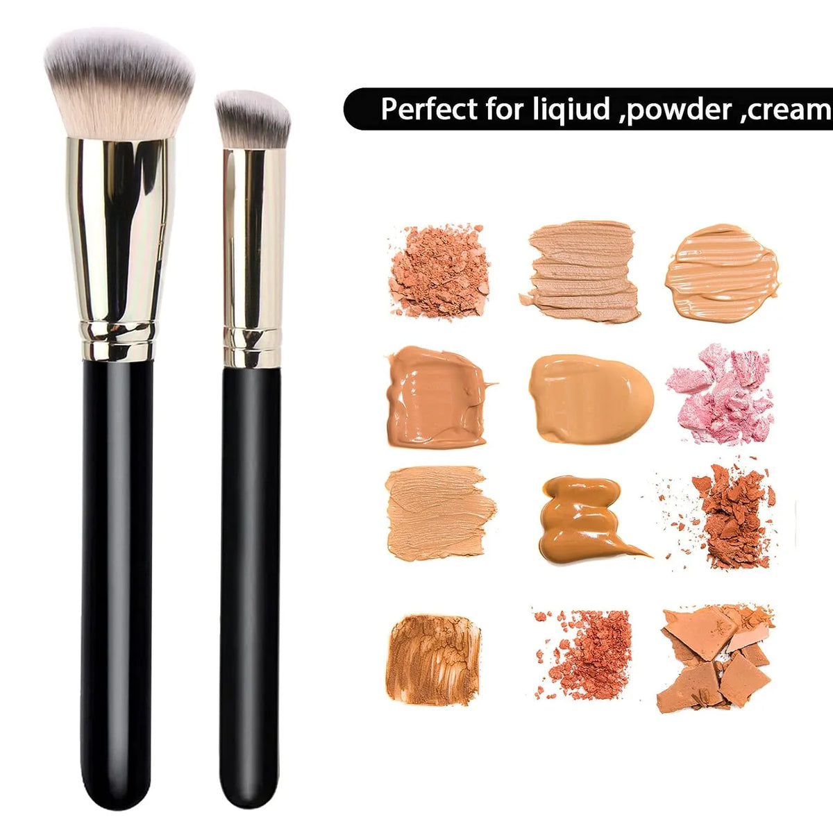 2-Piece Angled Foundation and Concealer Brush Set, featuring soft bristles for flawless makeup application.