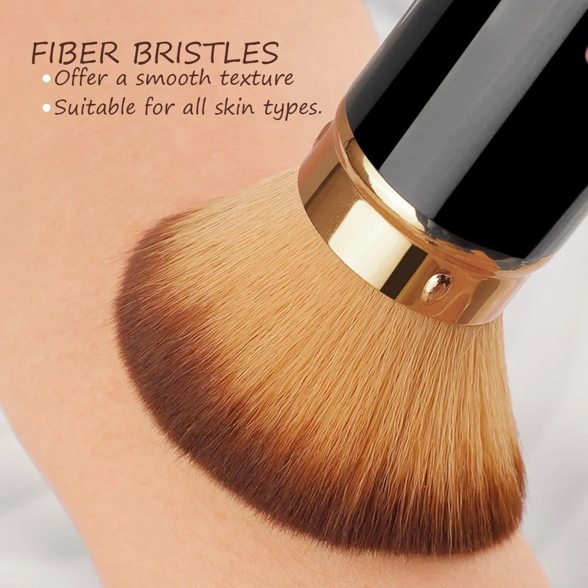 Retractable Kabuki Makeup Brush with soft fiber bristles for smooth blending, suitable for all skin types.