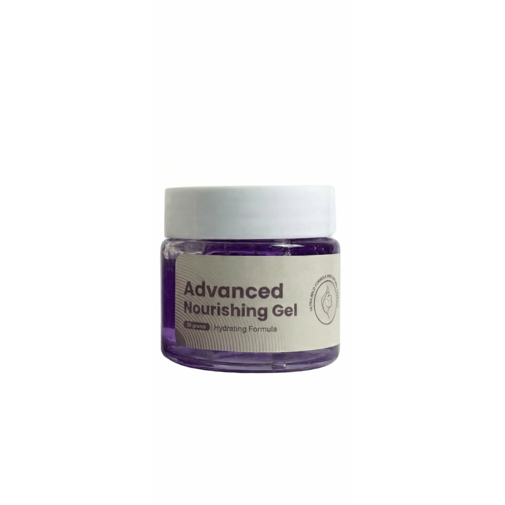 Daily Advanced Nourishing Gel in a clear jar, designed for a smooth complexion and polished skin finish.