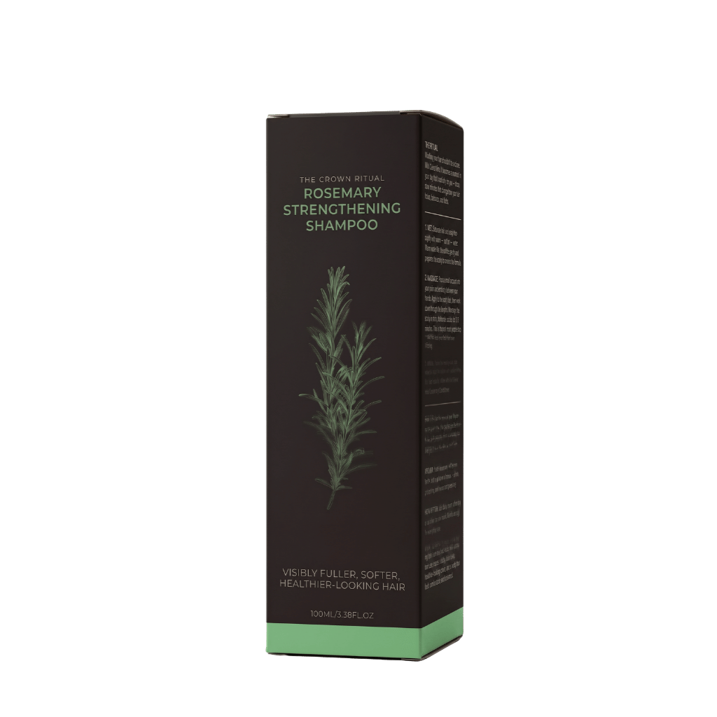 Rosemary Hair Care Shampoo packaging, showcasing benefits of softer, fuller, healthier-looking hair.
