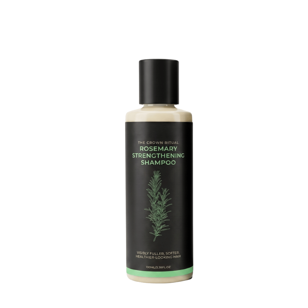 Rosemary Hair Care Shampoo bottle showcasing a strengthening formula for healthier-looking hair.