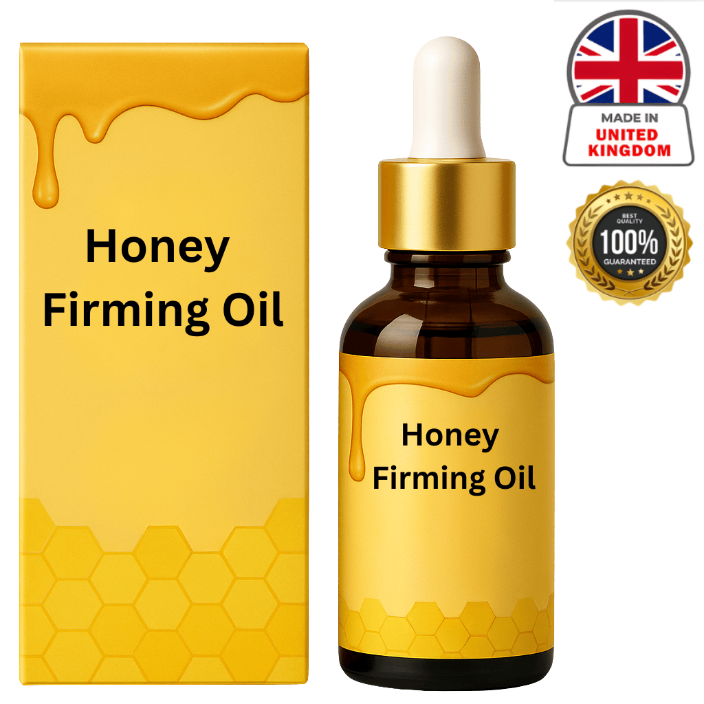 Honey Firming Oil bottle and packaging showcasing its nourishing skincare benefits.