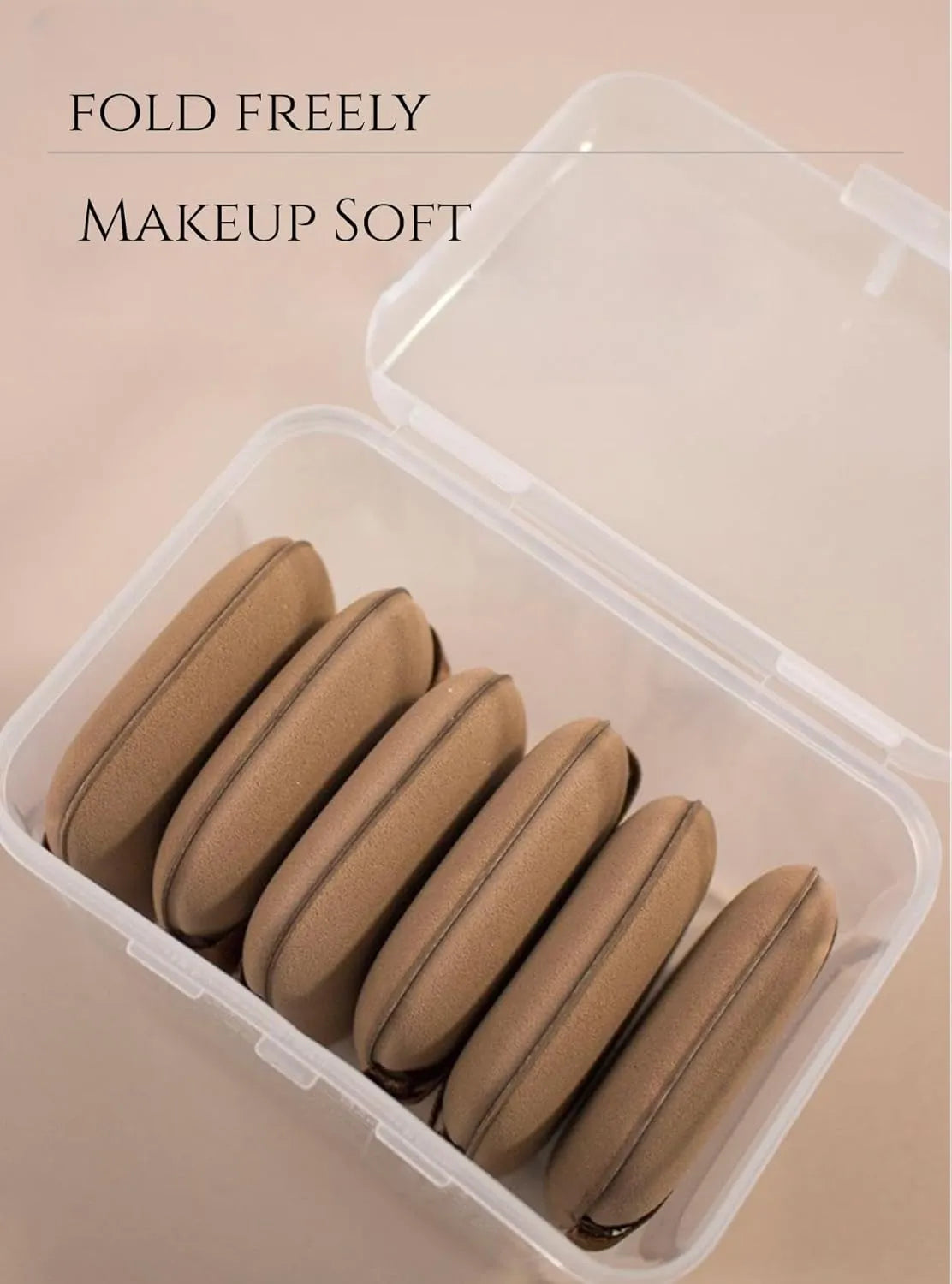 5 Piece Square Air Cushion Makeup Puff Set in transparent container, featuring soft, reusable puffs for flawless makeup application.