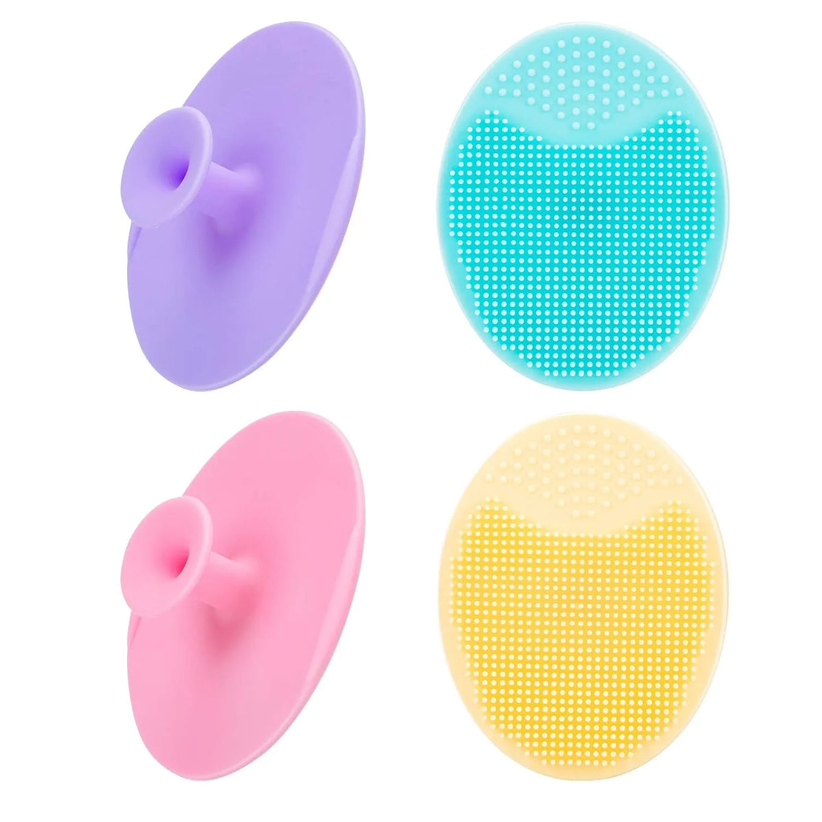 4-Pack Silicone Facial Cleansing Scrubbers in various colors for gentle exfoliation and cleansing.