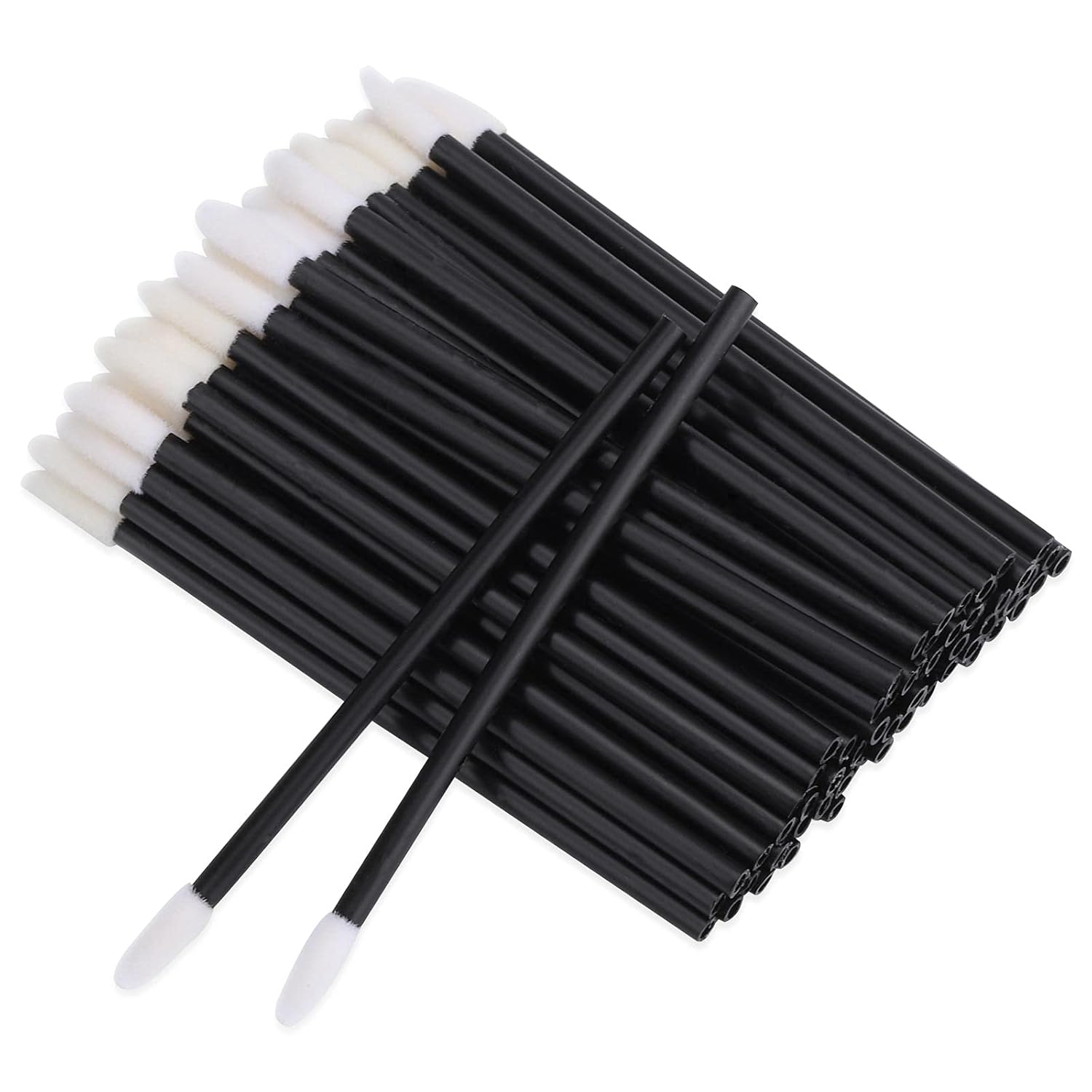 Disposable Lip Applicator Wands with soft doe-foot tips and black handles, perfect for makeup application.