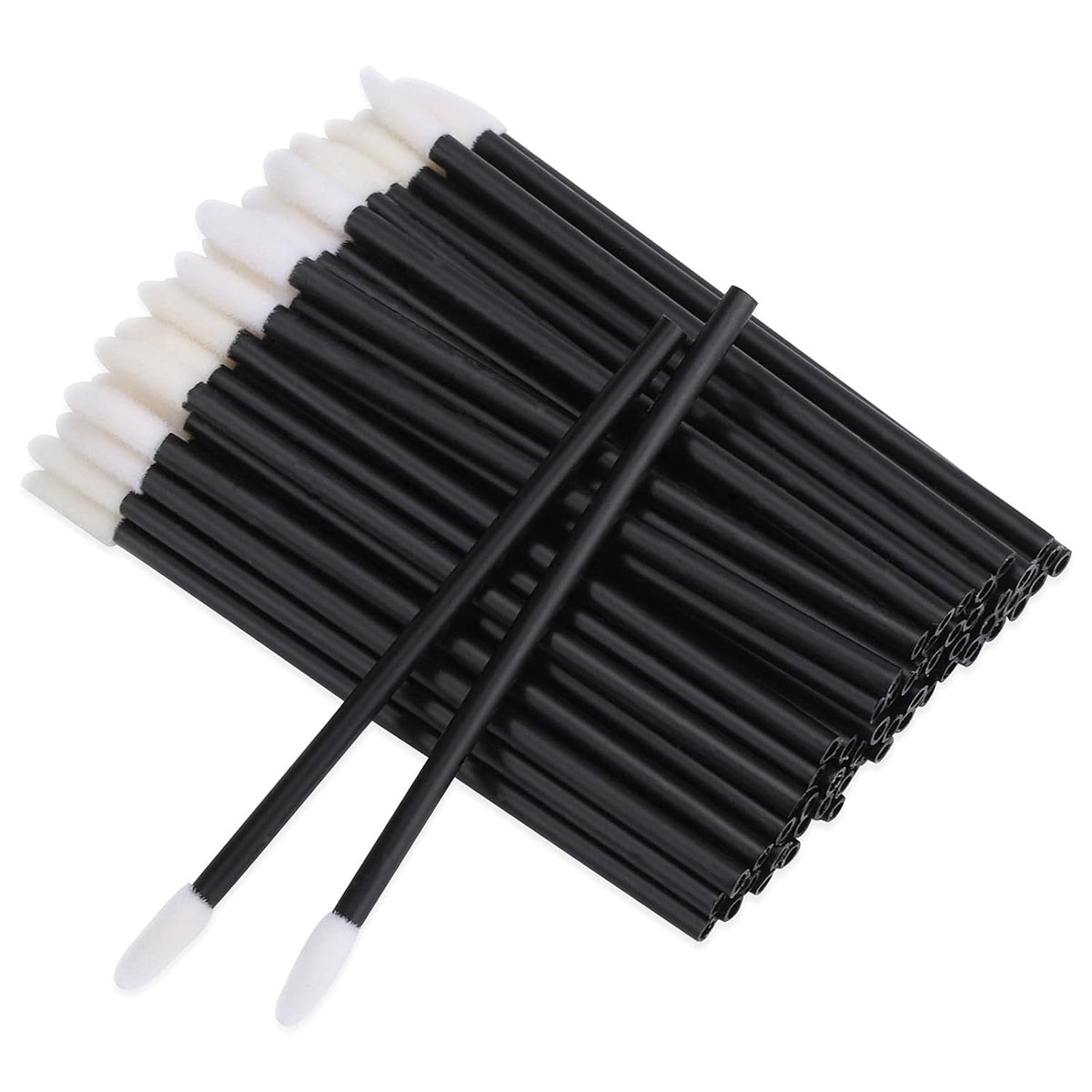 Disposable Lip Applicator Wands with soft doe-foot tips and black handles, perfect for makeup application.