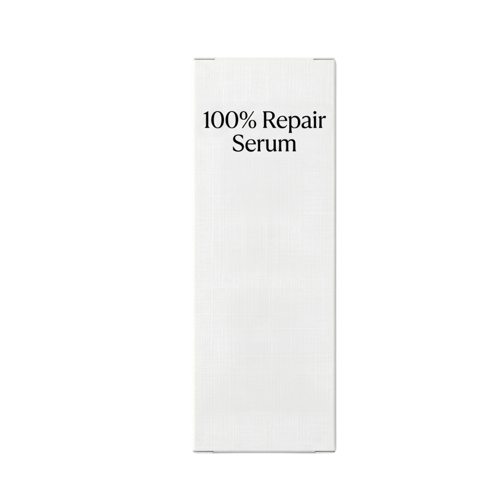 100% Repair Serum packaging showcasing a lightweight beauty serum for smoother and radiant skin.