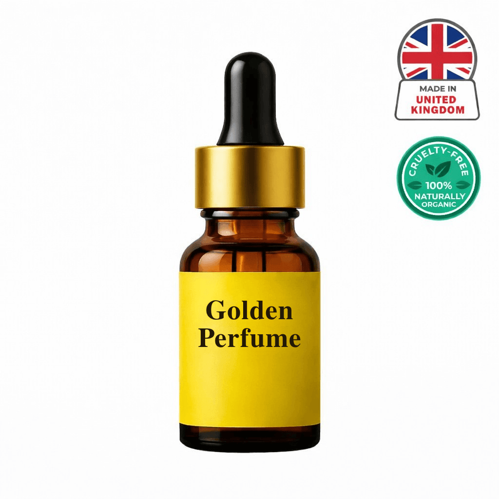 Deluxe Golden Perfume in a dropper bottle, promoting a polished and refined beauty routine.