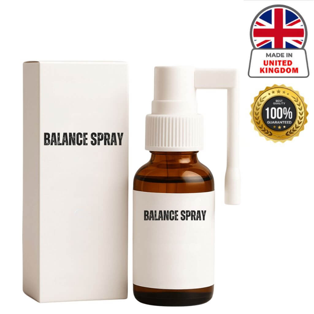 Bottle of Balance Spray with packaging, perfect for a refreshing facial mist to enhance your beauty routine.