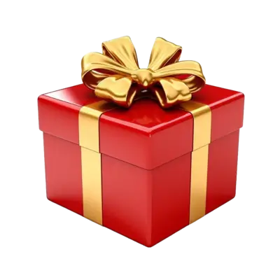 🎁Free GIFT🎁 - beautifully wrapped red present with a golden bow, perfect for surprise gifts and special occasions.