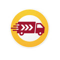 Priority Shipping icon depicting a truck with motion lines for fast delivery.