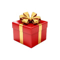 Red gift box with golden ribbon representing the Mystery Adds-Up Gift for beauty and wellness.